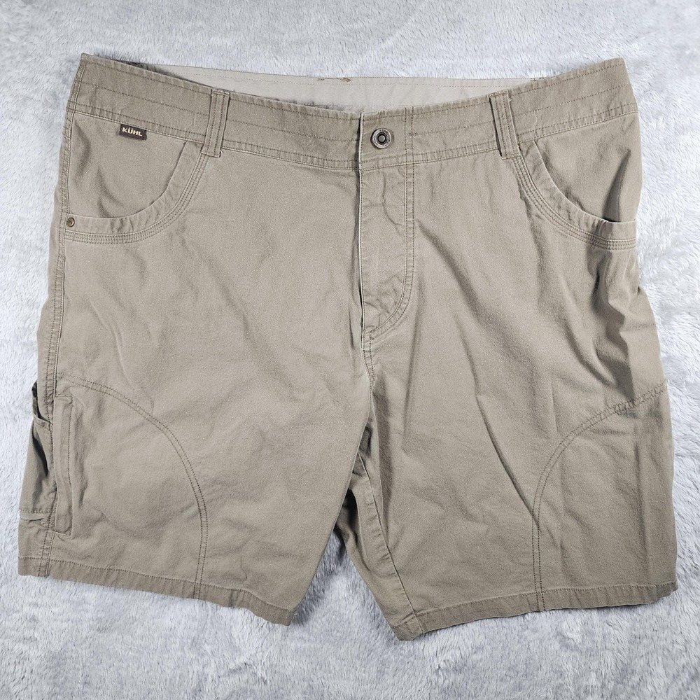 Kuhl Ramblr Shorts Mens 40 Beige Cargo Canvas Stretch Outdoor Hiking Travel